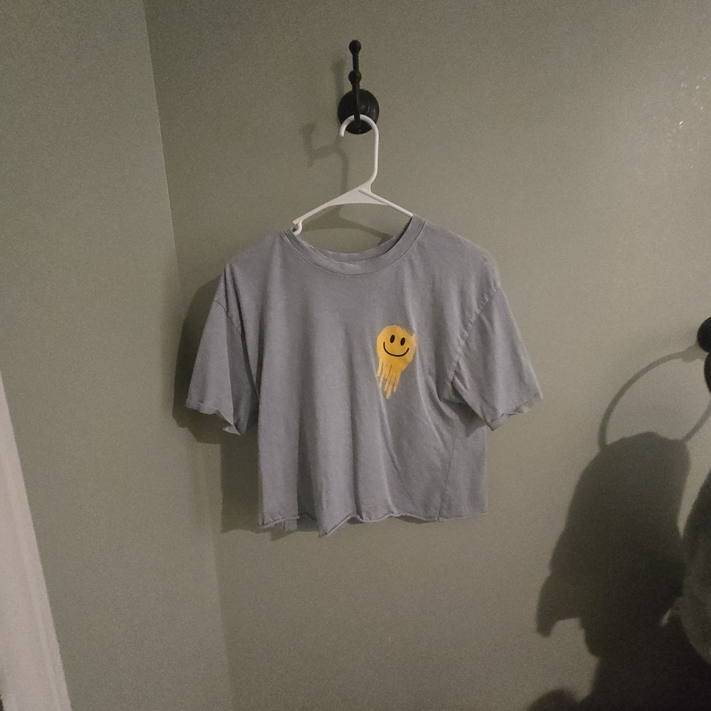 Gray T-Shirt with Yellow Smiley Face